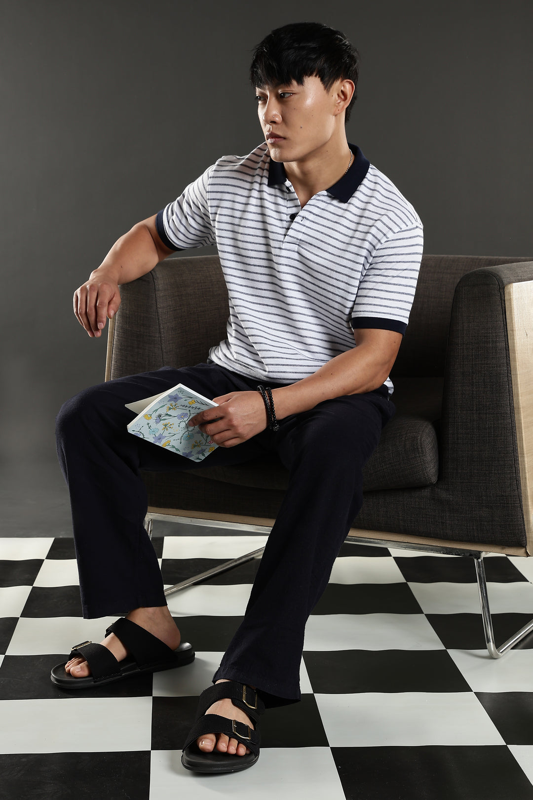 Black & White Stripes Polo T-shirt