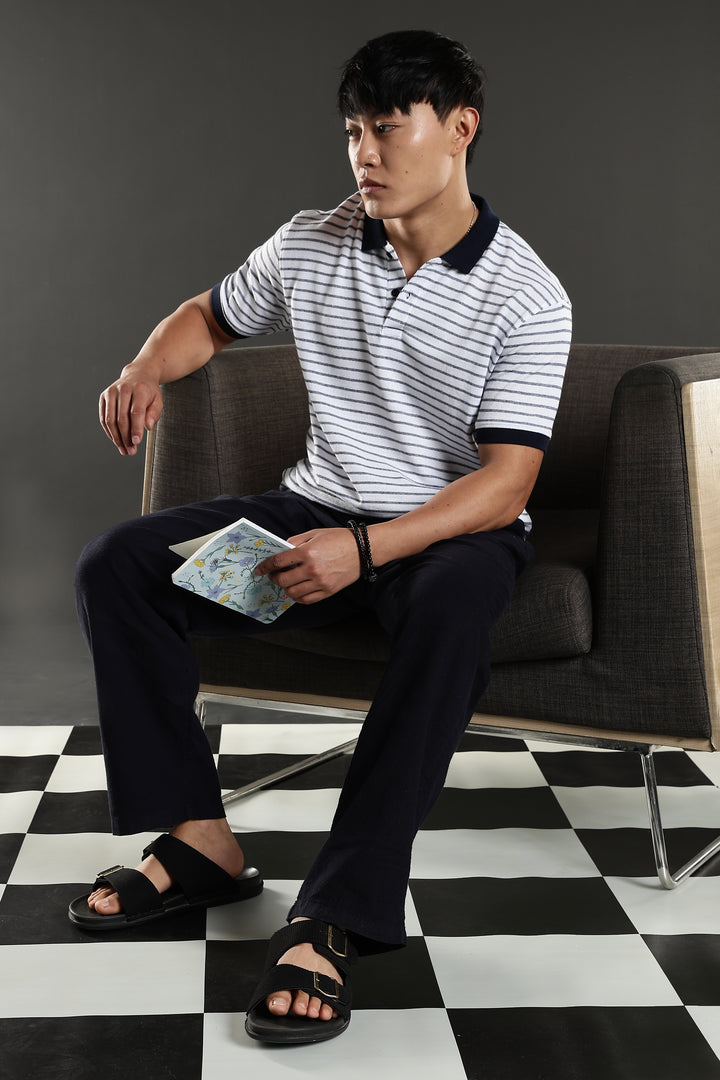 Black & White Stripes Polo T-shirt
