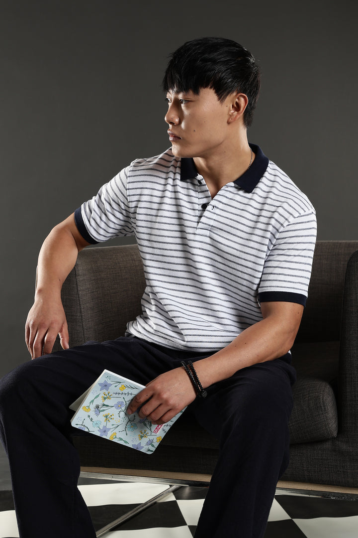 Black & White Stripes Polo T-shirt