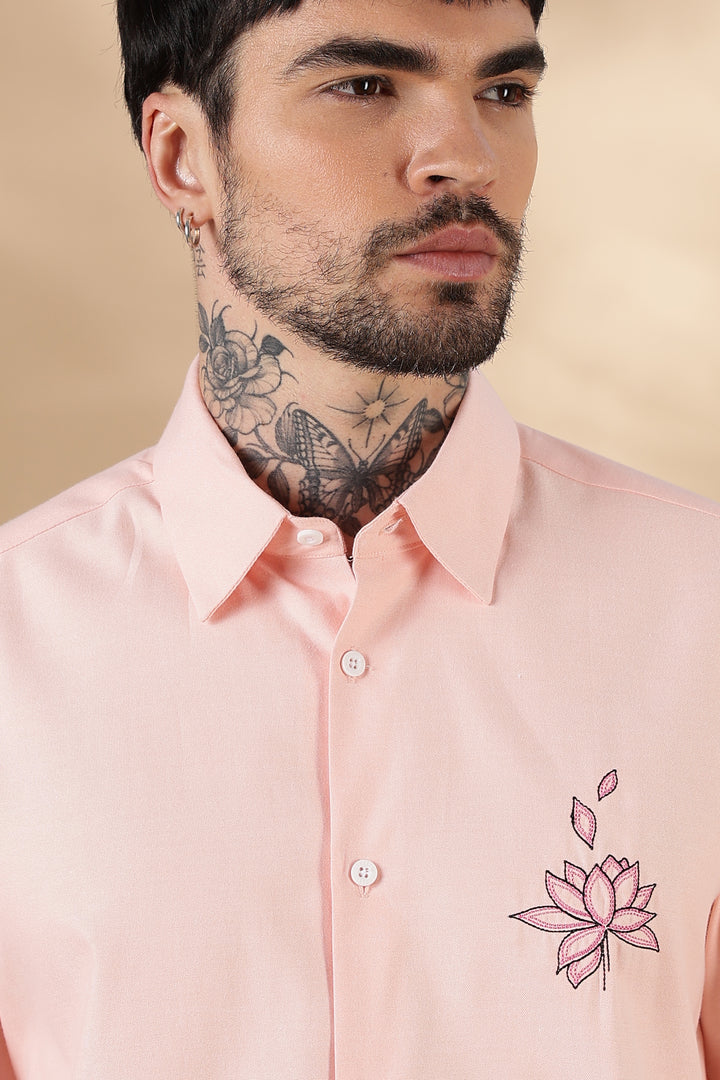Water Lilly: Pink Embroidery Shirt