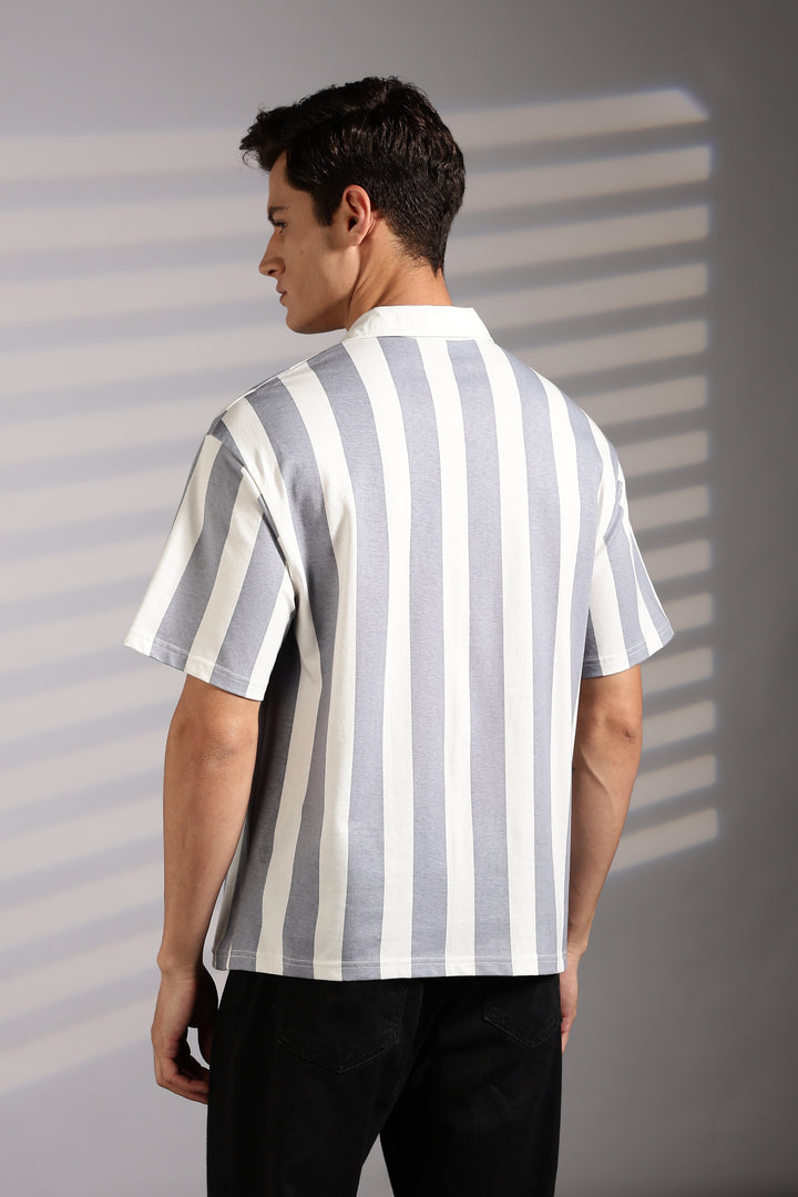 Lemon: Grey Stripes Polo Shirt
