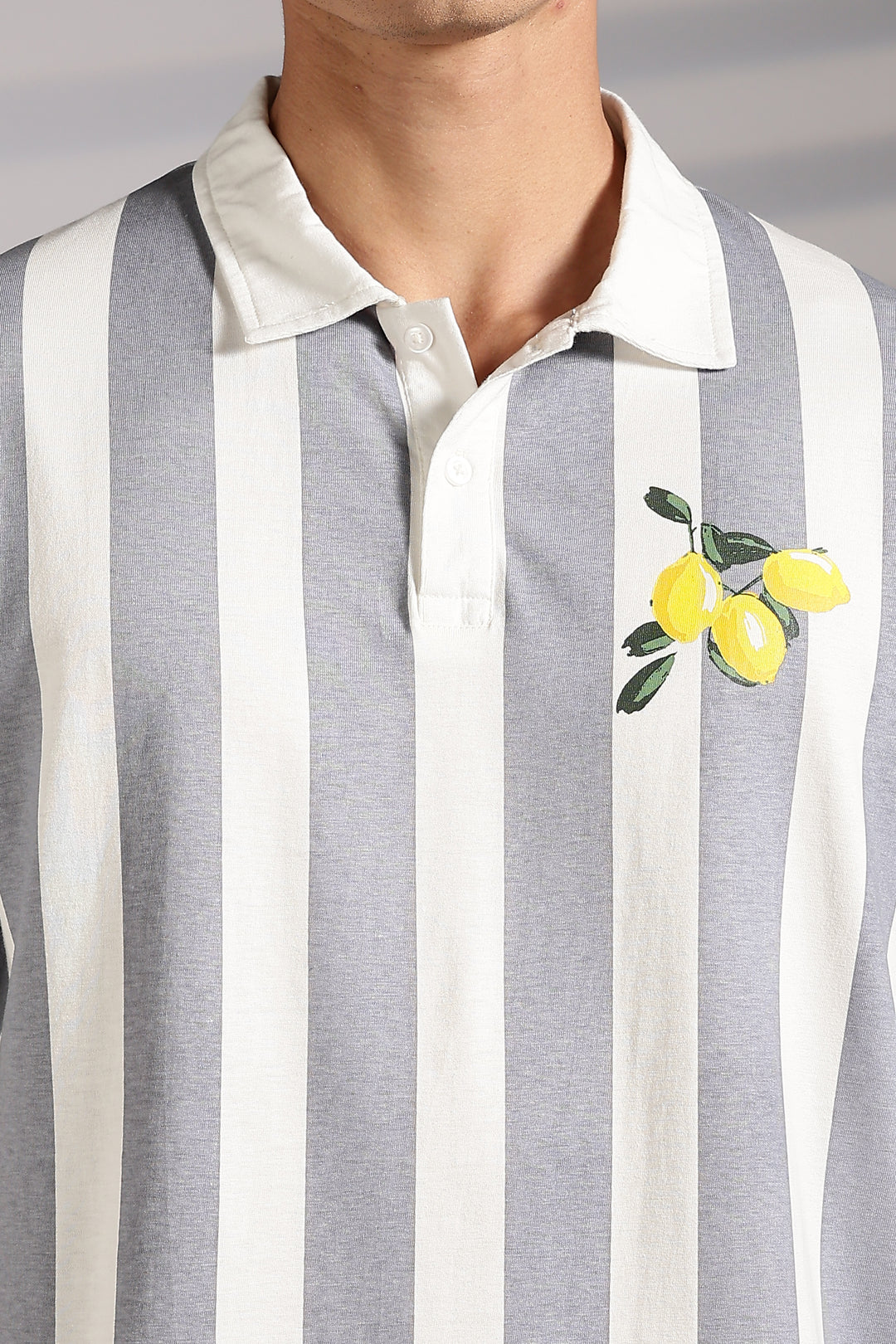 Lemon: Grey Stripes Polo Shirt