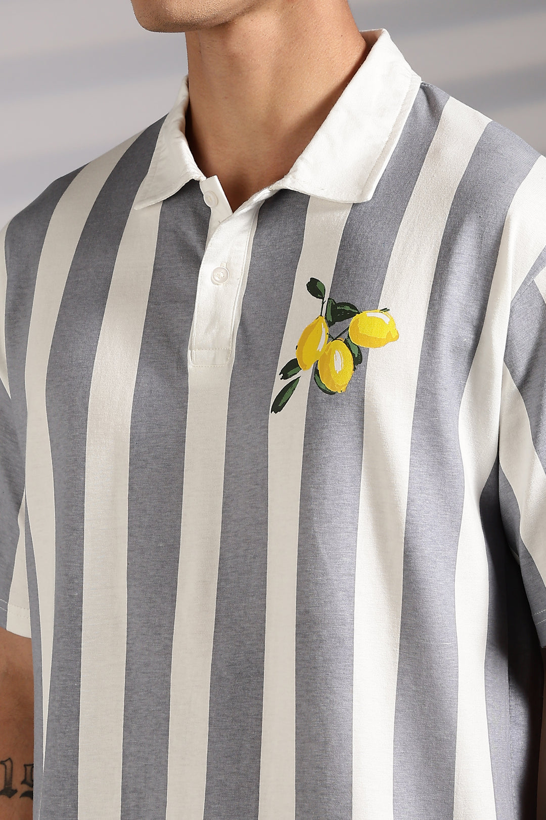 Lemon: Grey Stripes Polo Shirt
