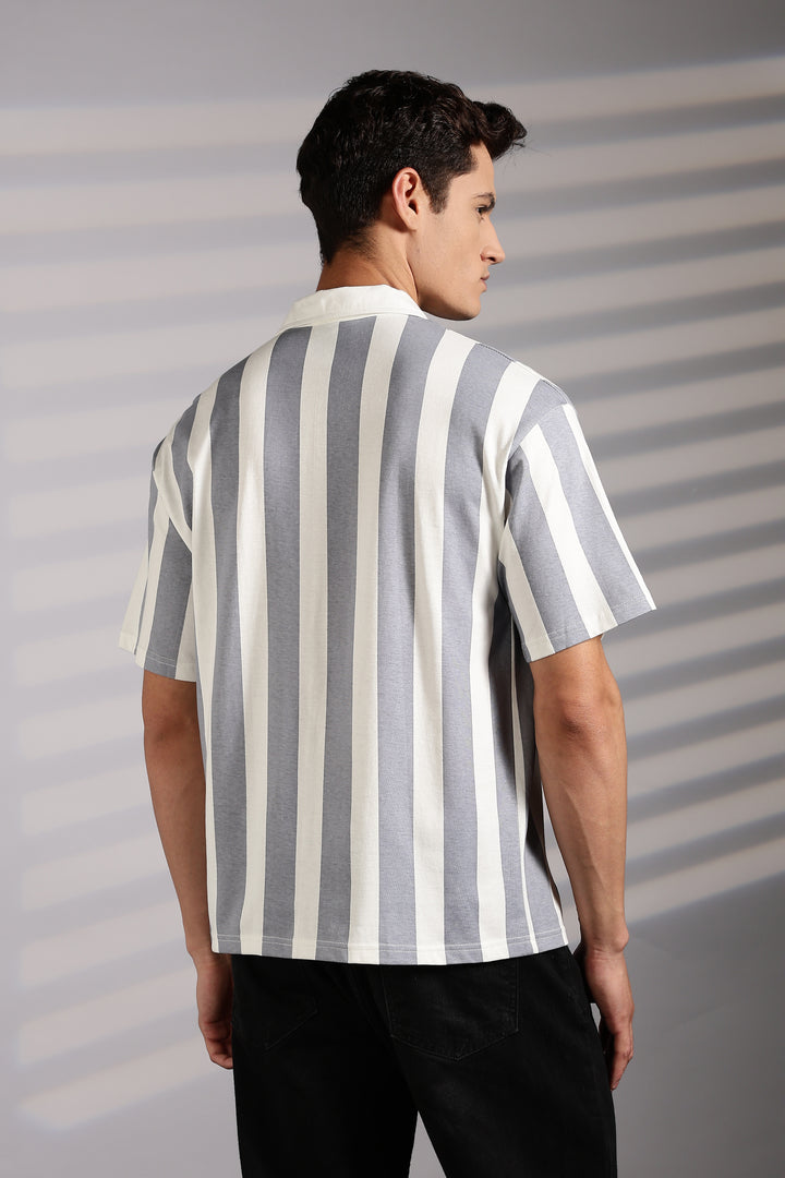Lemon: Grey Stripes Polo Shirt