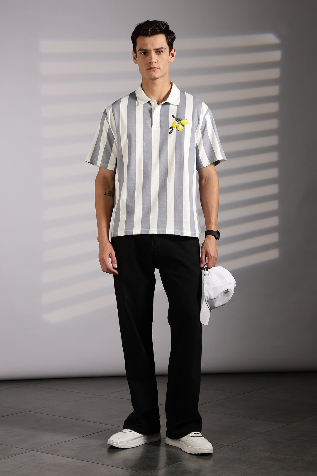 Lemon: Grey Stripes Polo Shirt