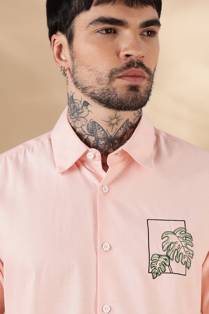 Emerald : Embroidery Pink shirt