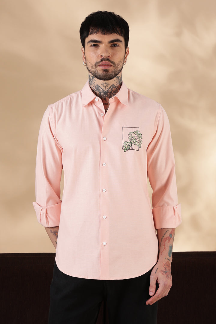 Emerald : Embroidery Pink shirt