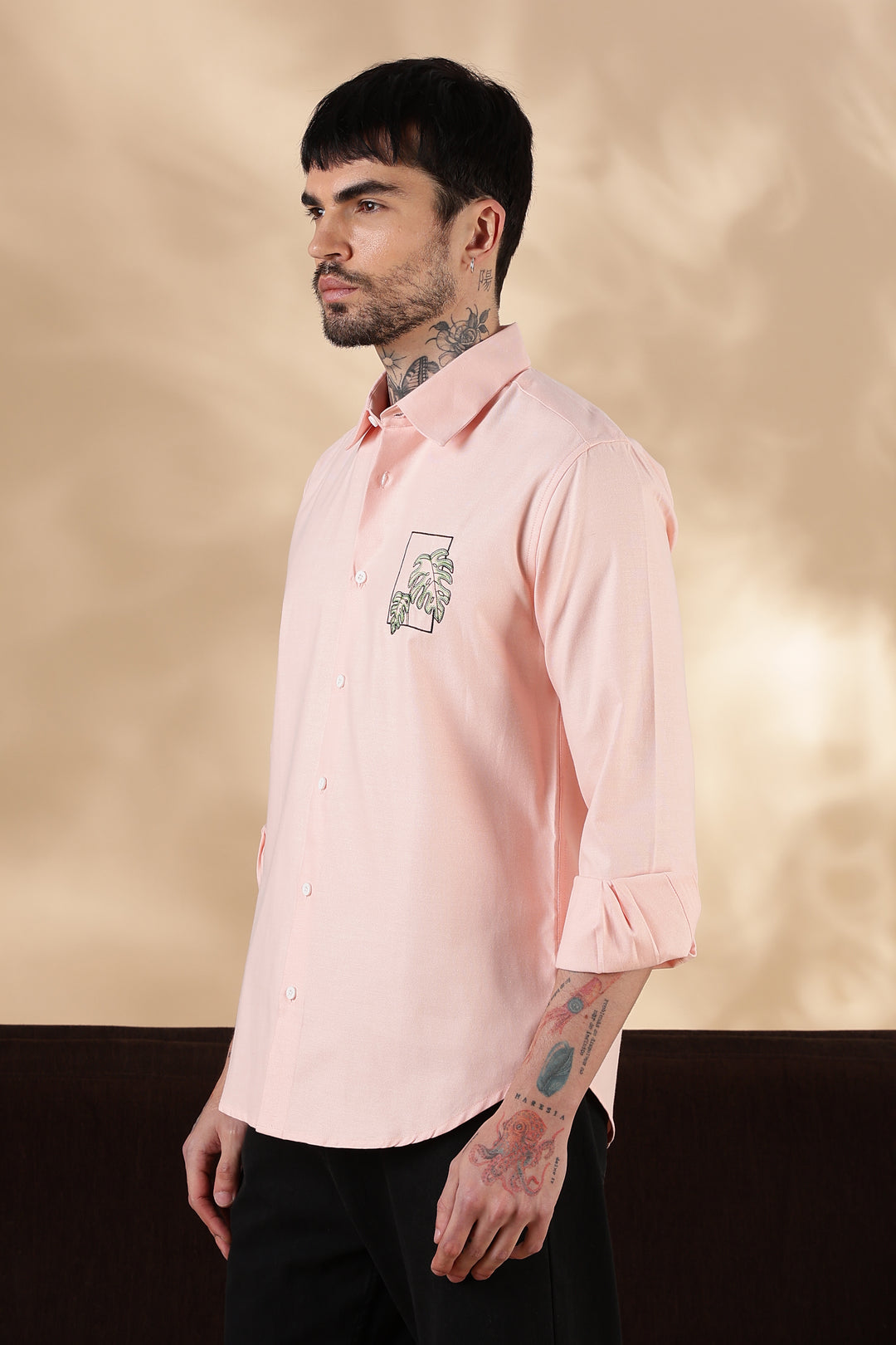 Emerald : Embroidery Pink shirt