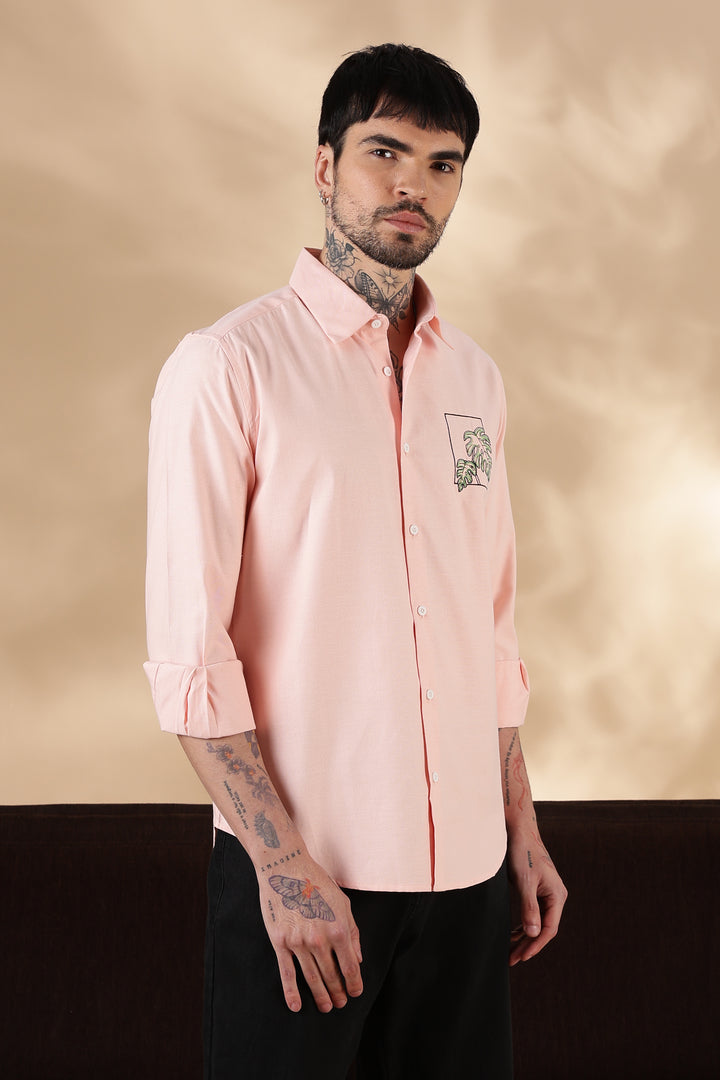 Emerald : Embroidery Pink shirt