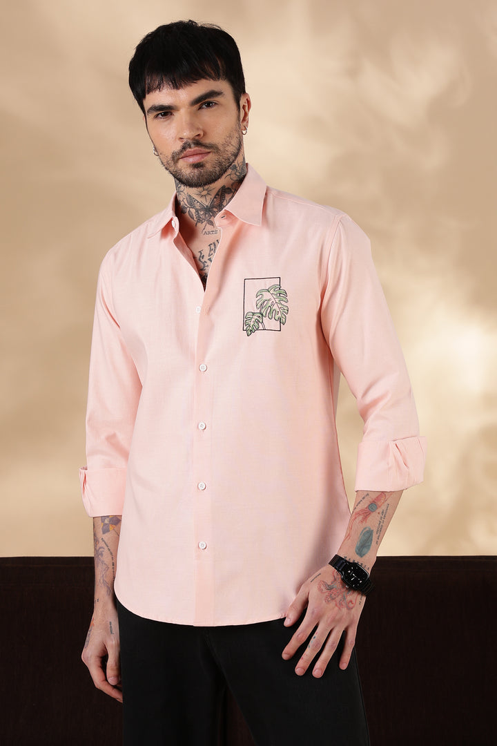 Emerald : Embroidery Pink shirt