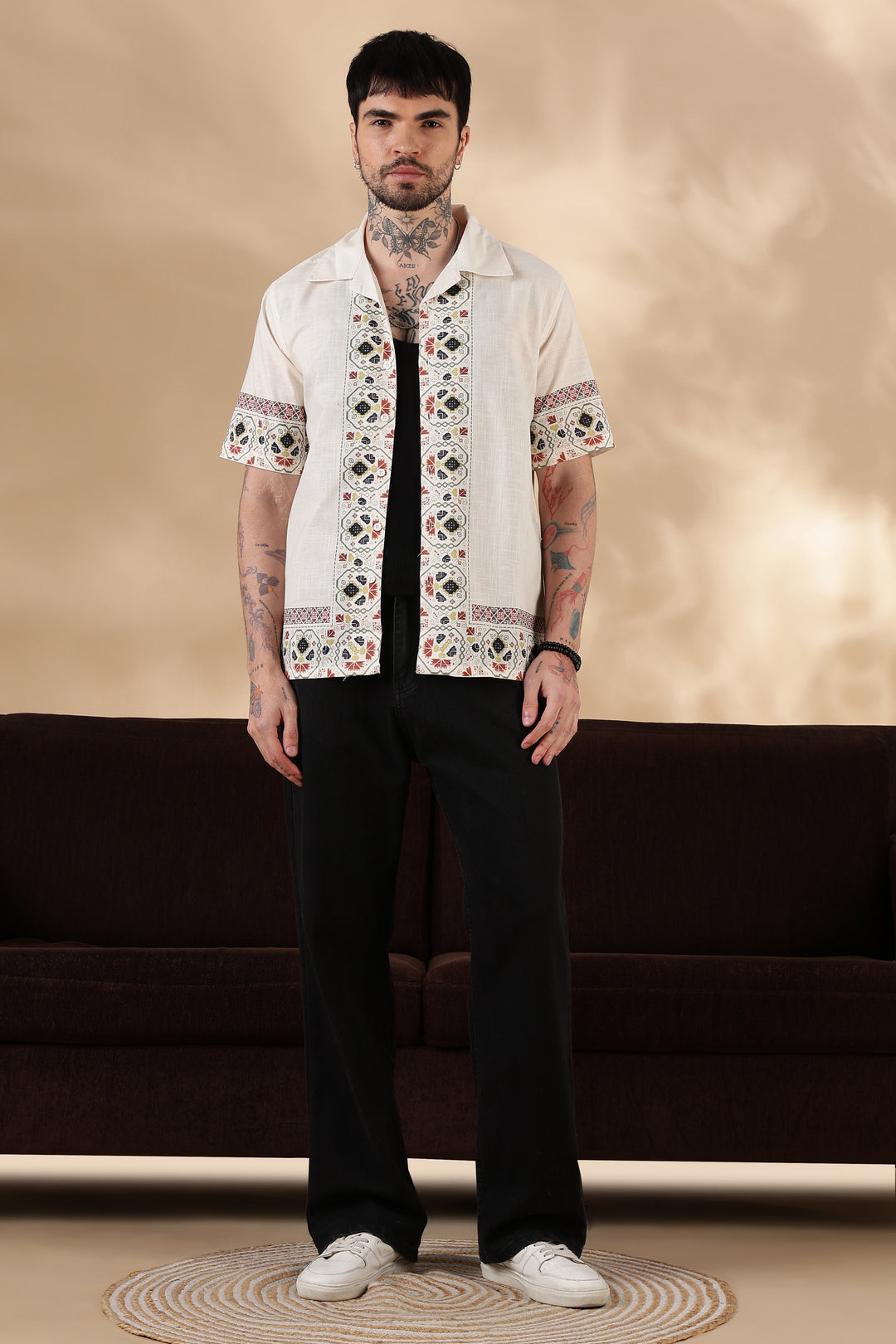 Tribal : Slub Printed Cuban Shirt