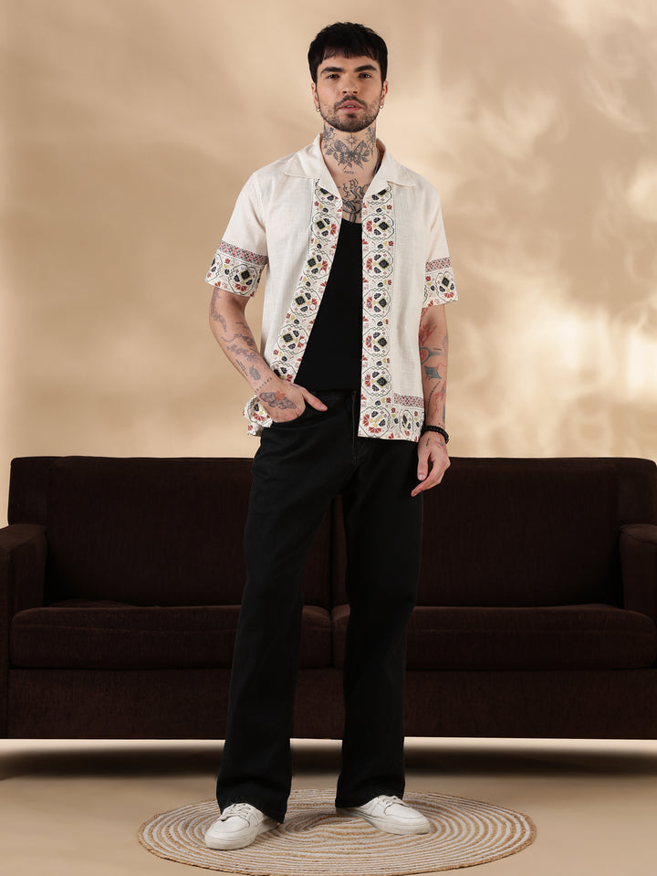 Tribal : Slub Printed Cuban Shirt