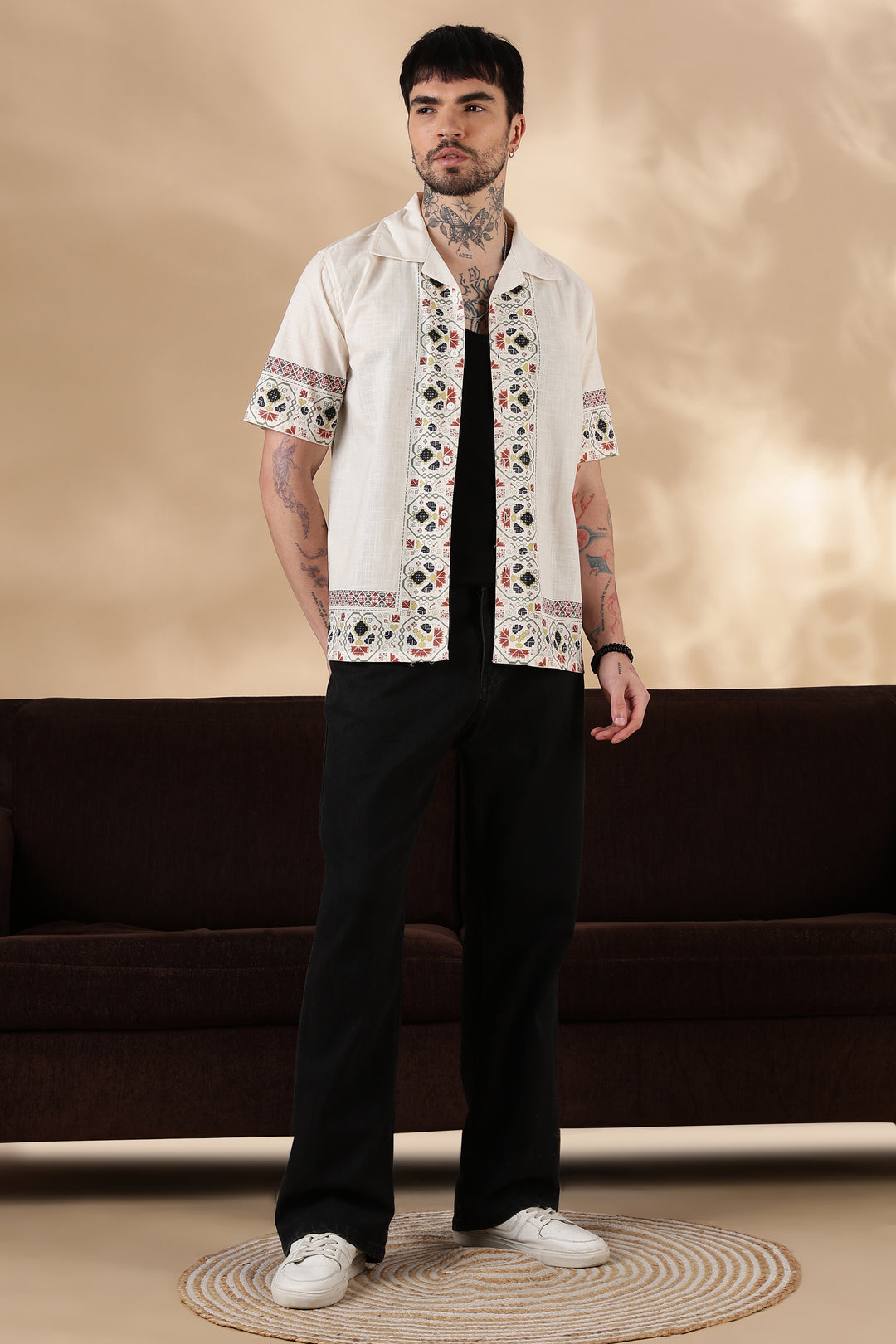 Tribal : Slub Printed Cuban Shirt
