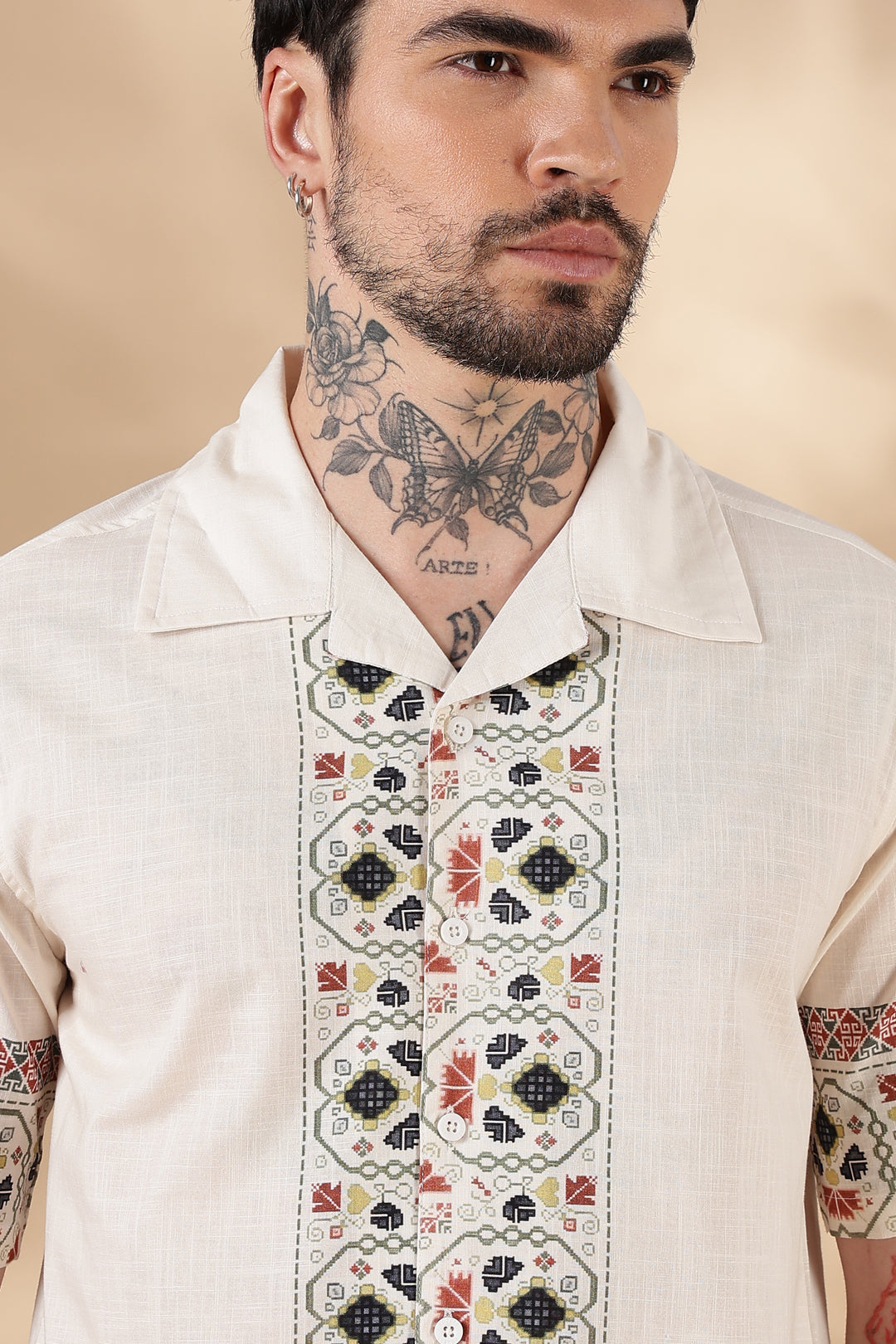 Tribal : Slub Printed Cuban Shirt