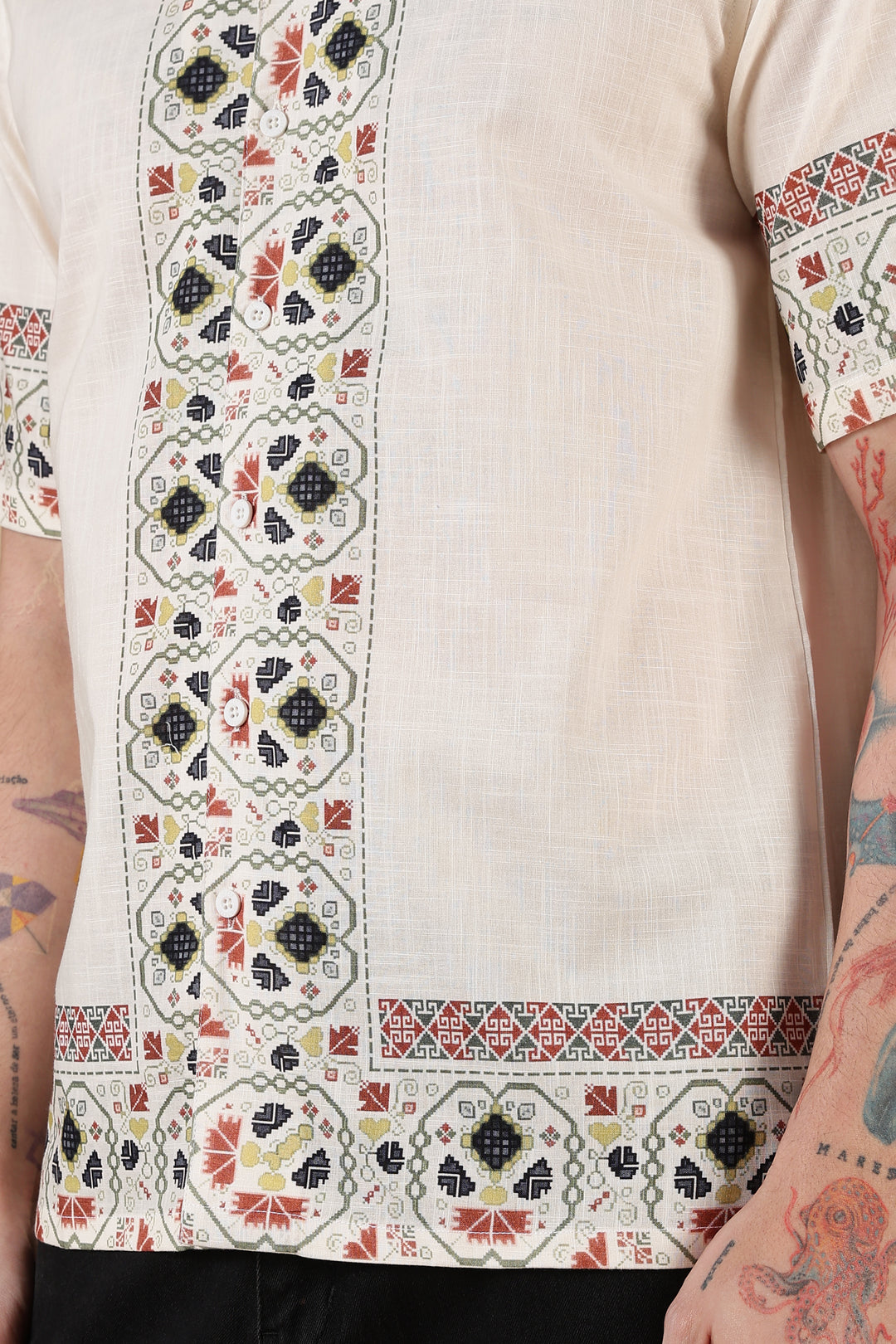 Tribal : Slub Printed Cuban Shirt