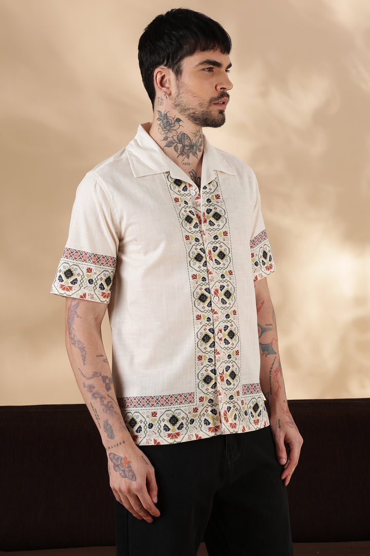 Tribal : Slub Printed Cuban Shirt