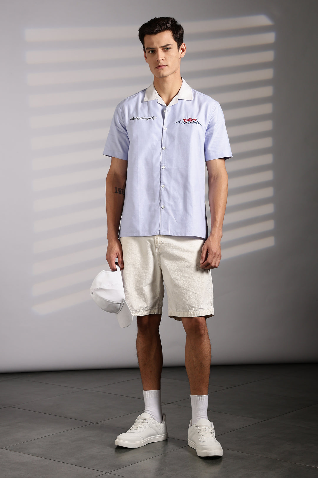 Boat: lilac Embroidery Cuban Shirt