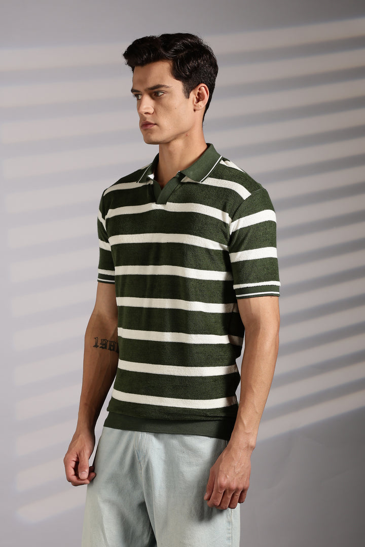 Green Stripes: Classic Polo Shirt