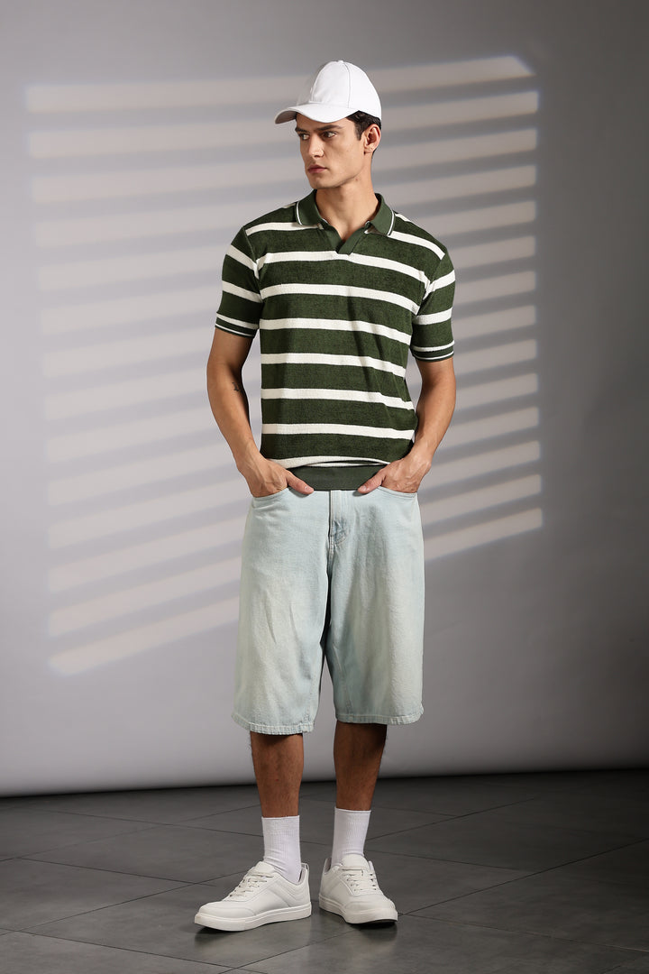 Green Stripes: Classic Polo Shirt