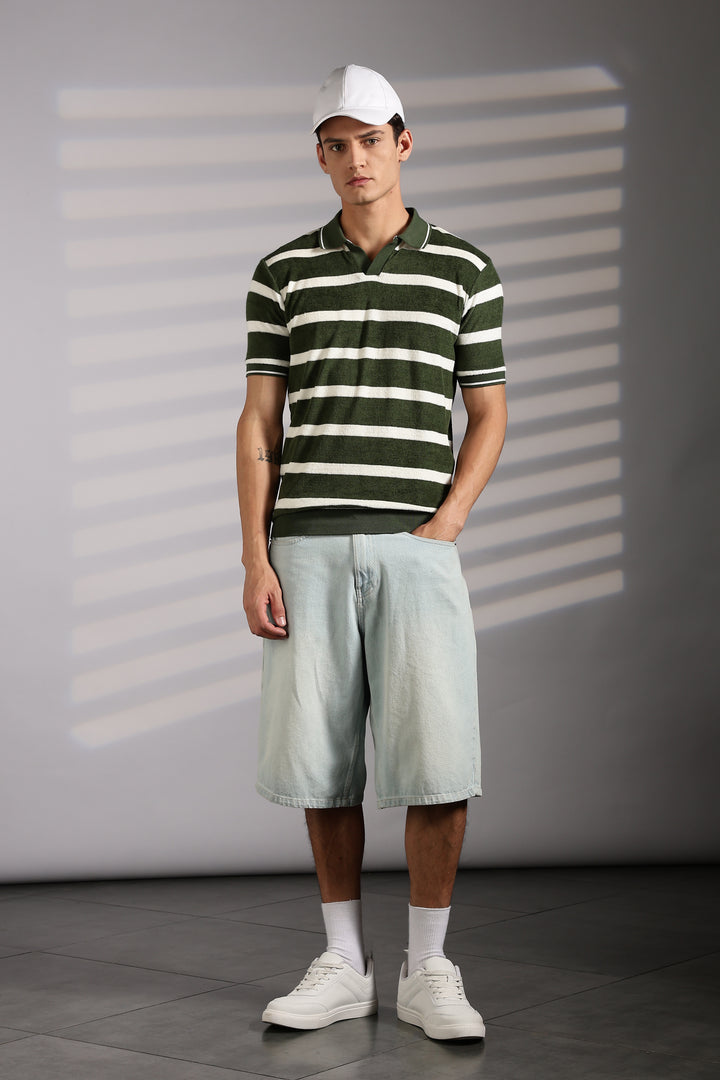 Green Stripes: Classic Polo Shirt