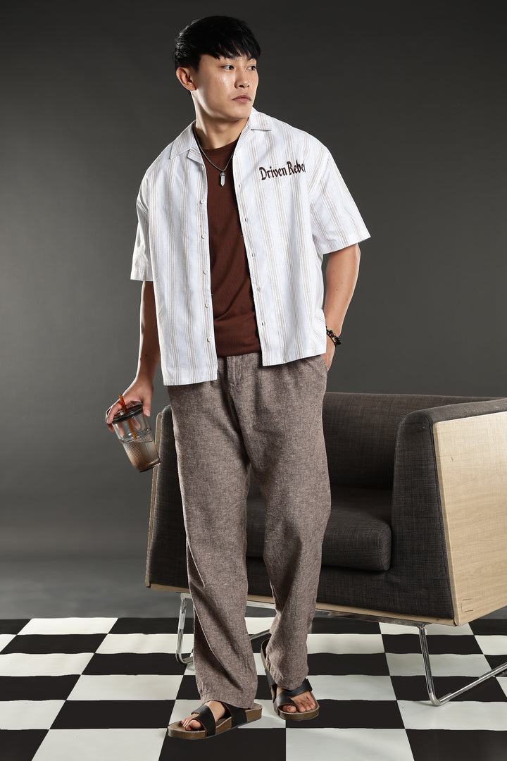 Boxy Fit: Driven Rebel Stripes White Cuban