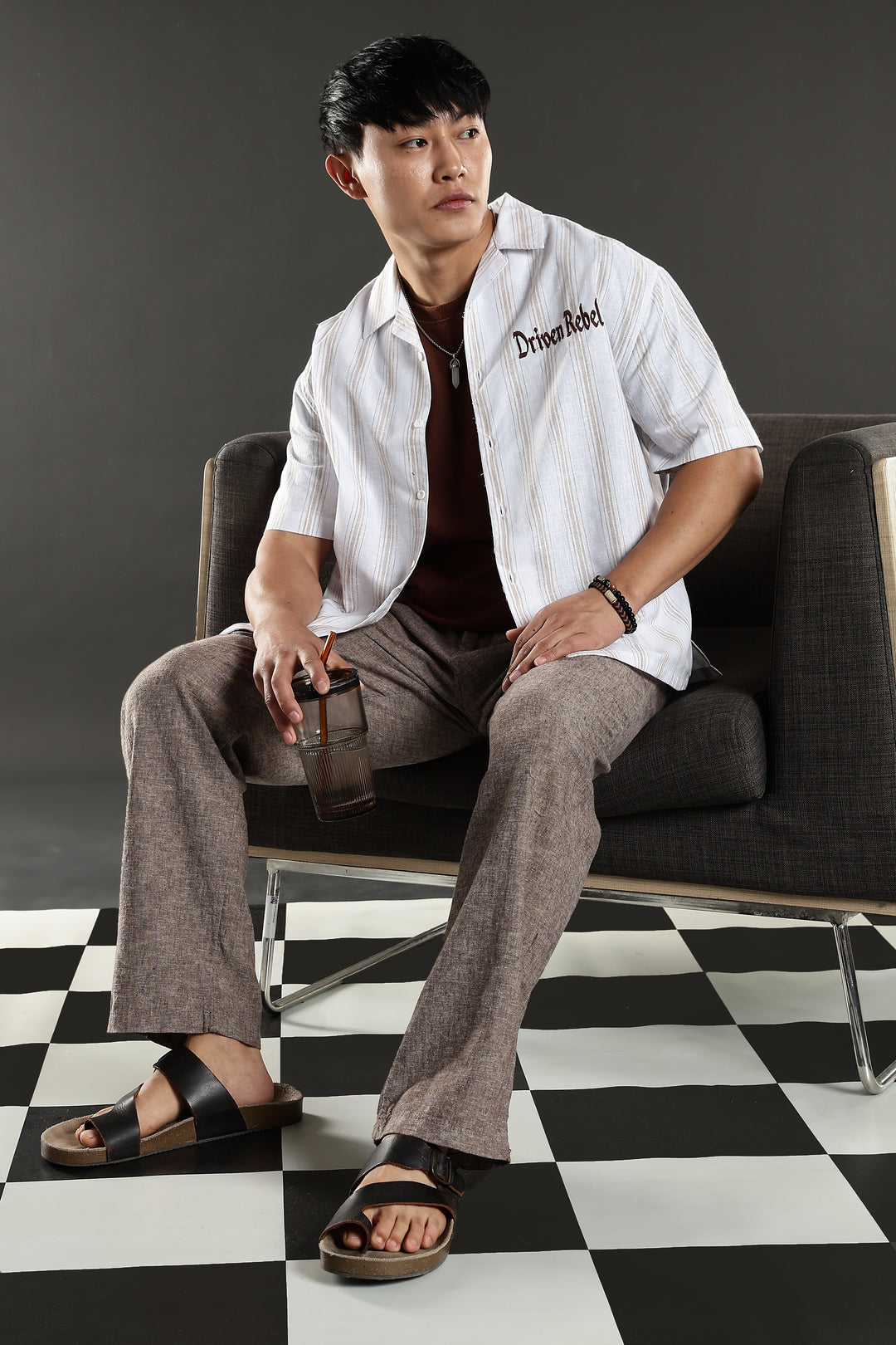 Boxy Fit: Driven Rebel Stripes White Cuban