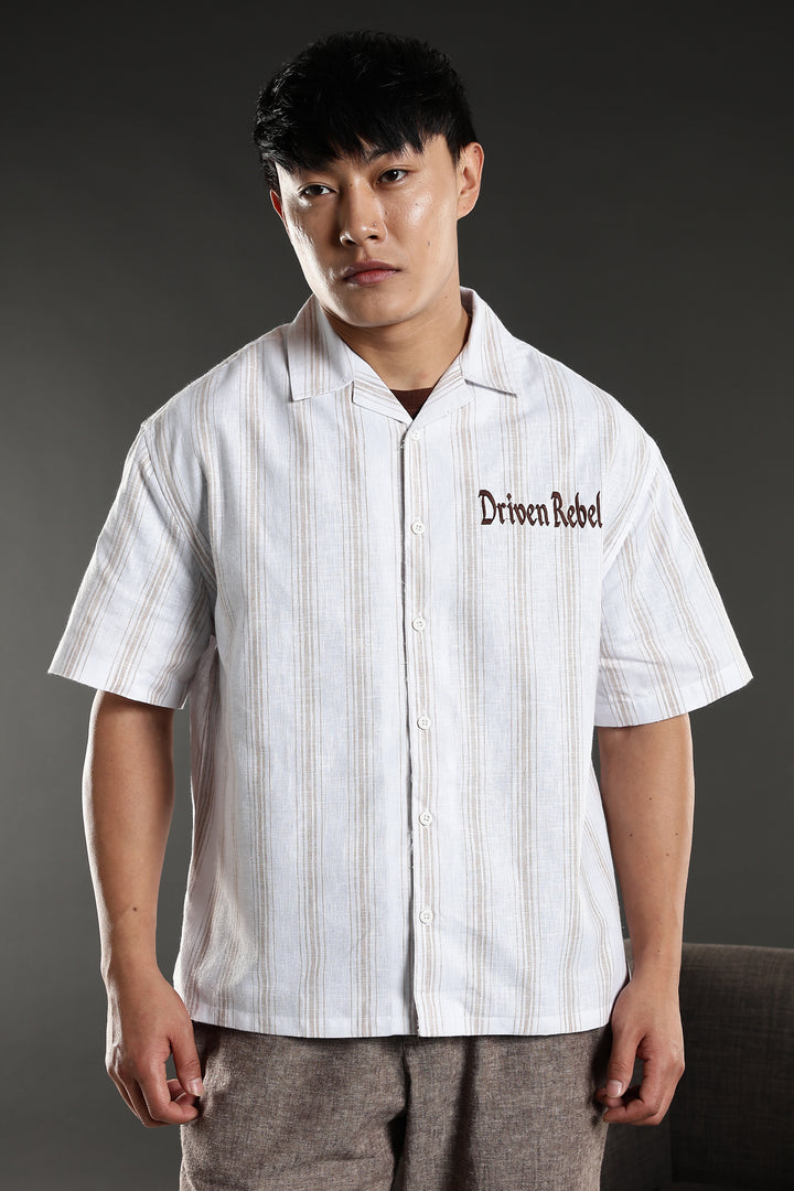 Boxy Fit: Driven Rebel Stripes White Cuban