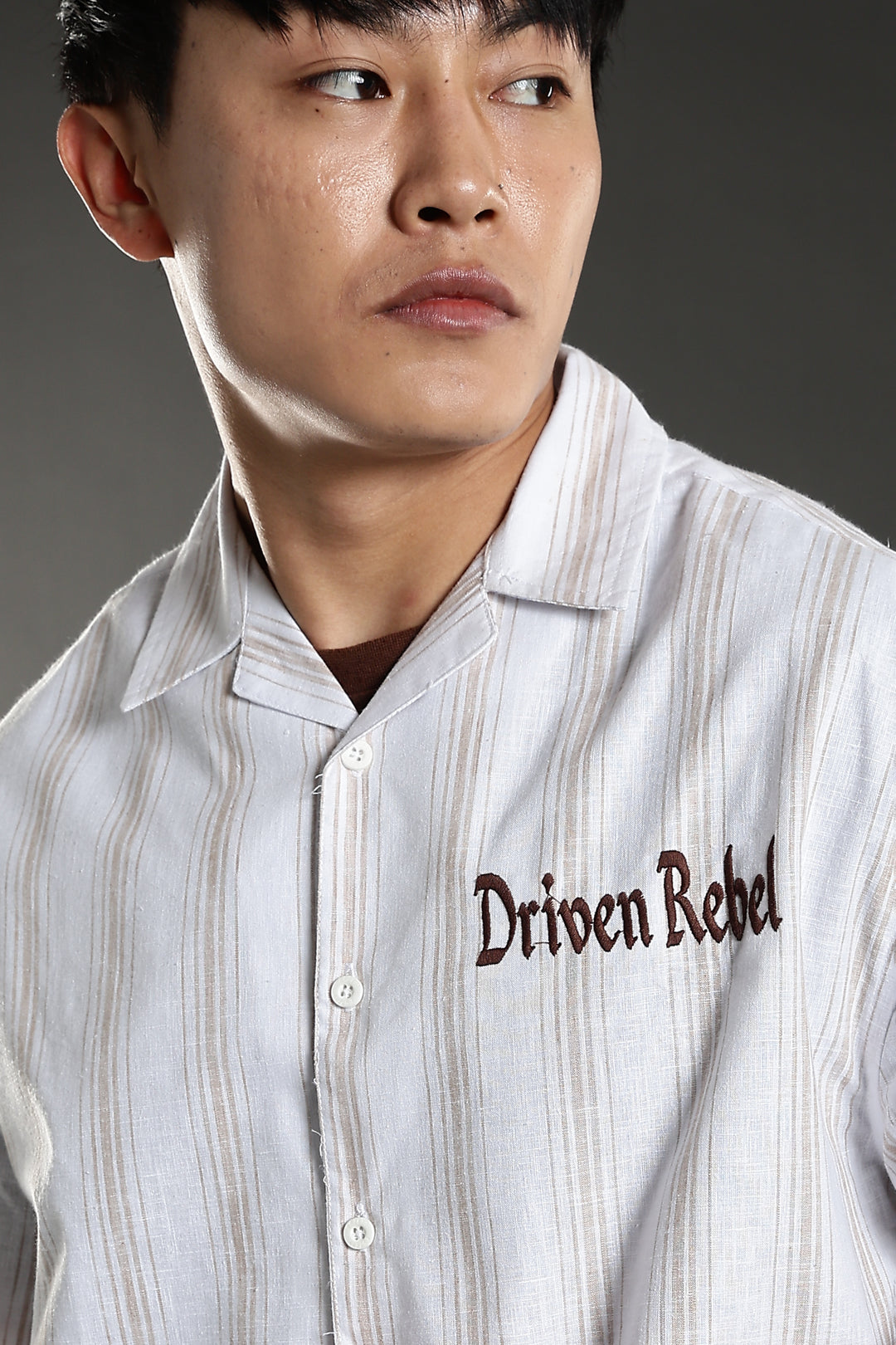 Boxy Fit: Driven Rebel Stripes White Cuban
