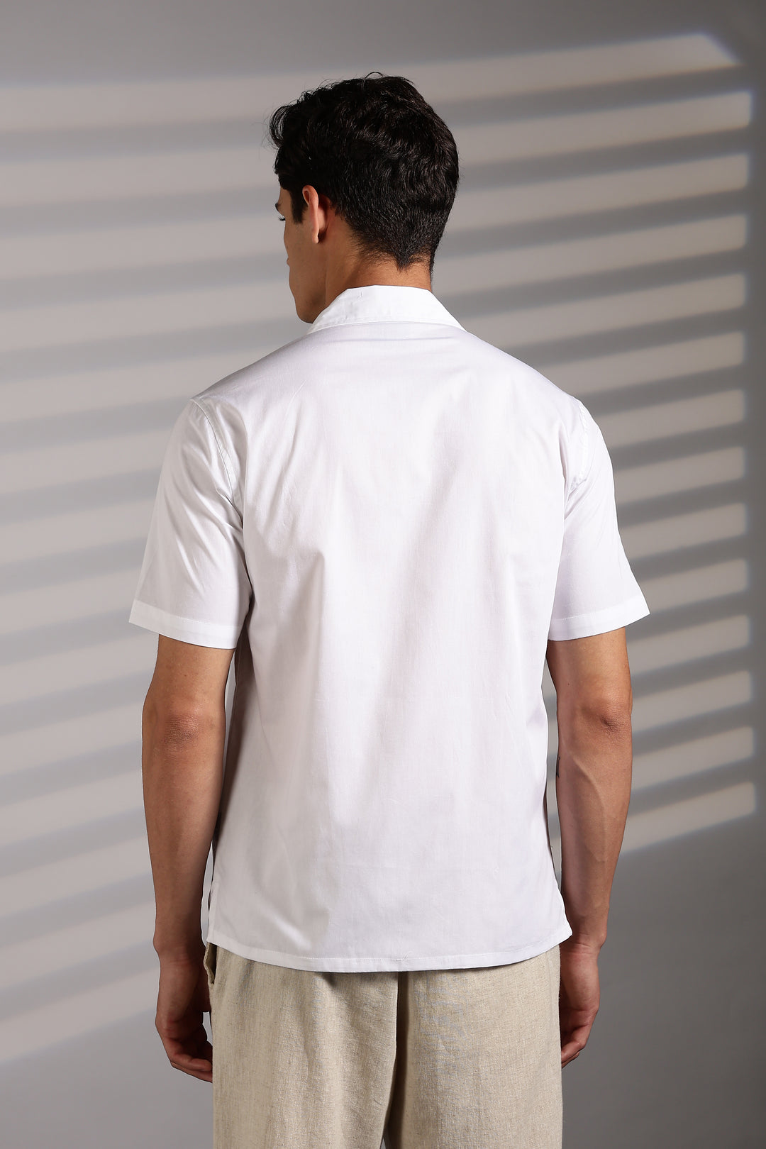 Sparrow: Embroidery White Cotton Cuban Shirt