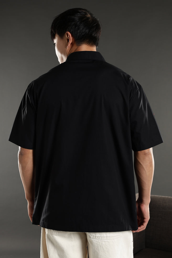 Black & White Racing Cut & Sew Oversized Shirt