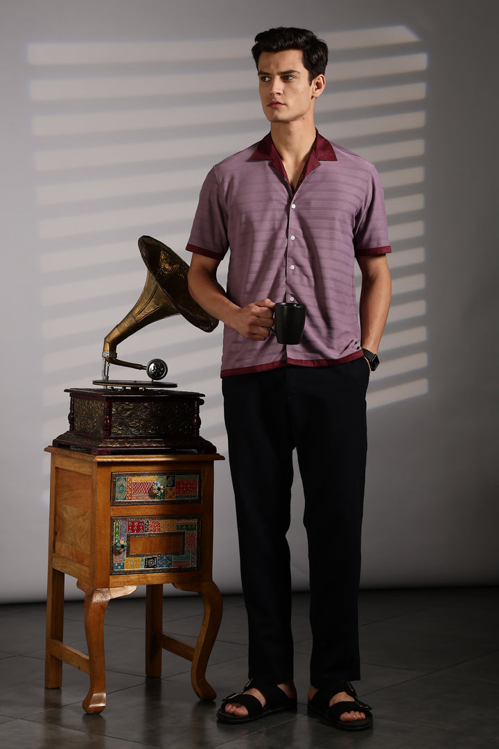 Textured Fabric: Purple Cuban shirt