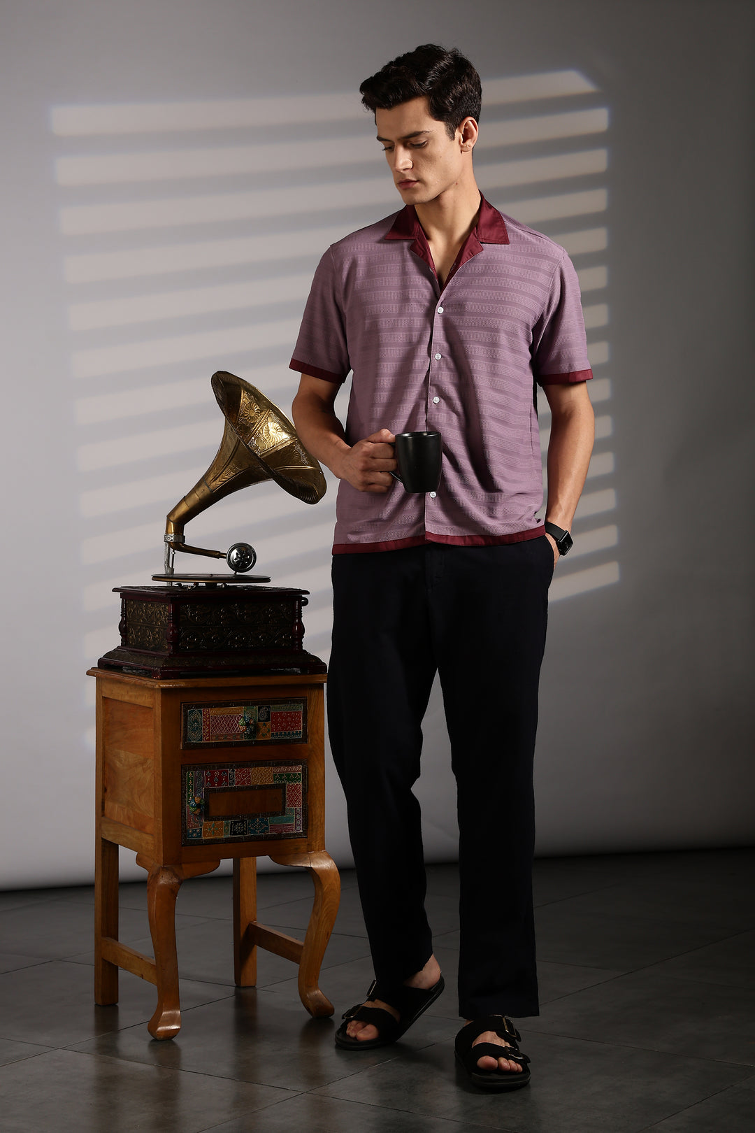 Textured Fabric: Purple Cuban shirt