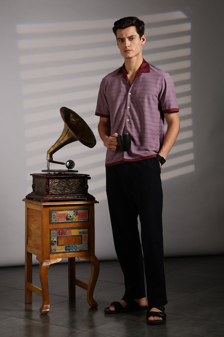 Textured Fabric: Purple Cuban shirt