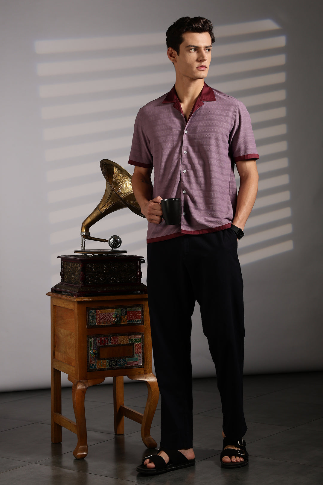 Textured Fabric: Purple Cuban shirt
