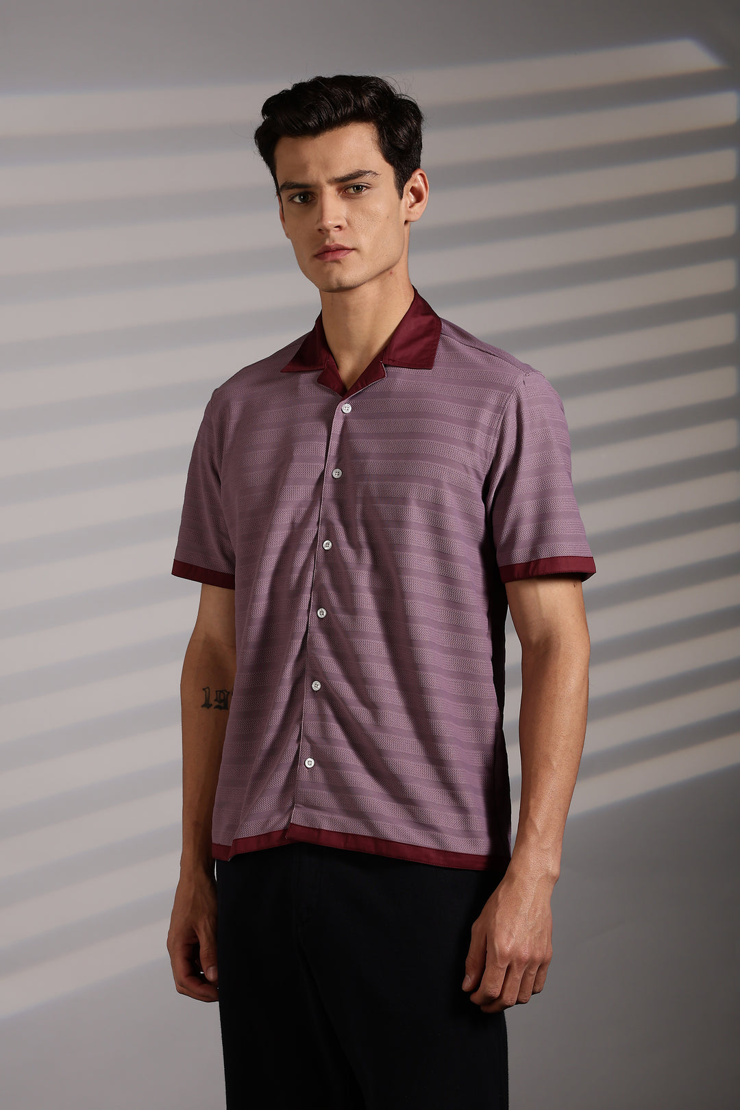 Textured Fabric: Purple Cuban shirt