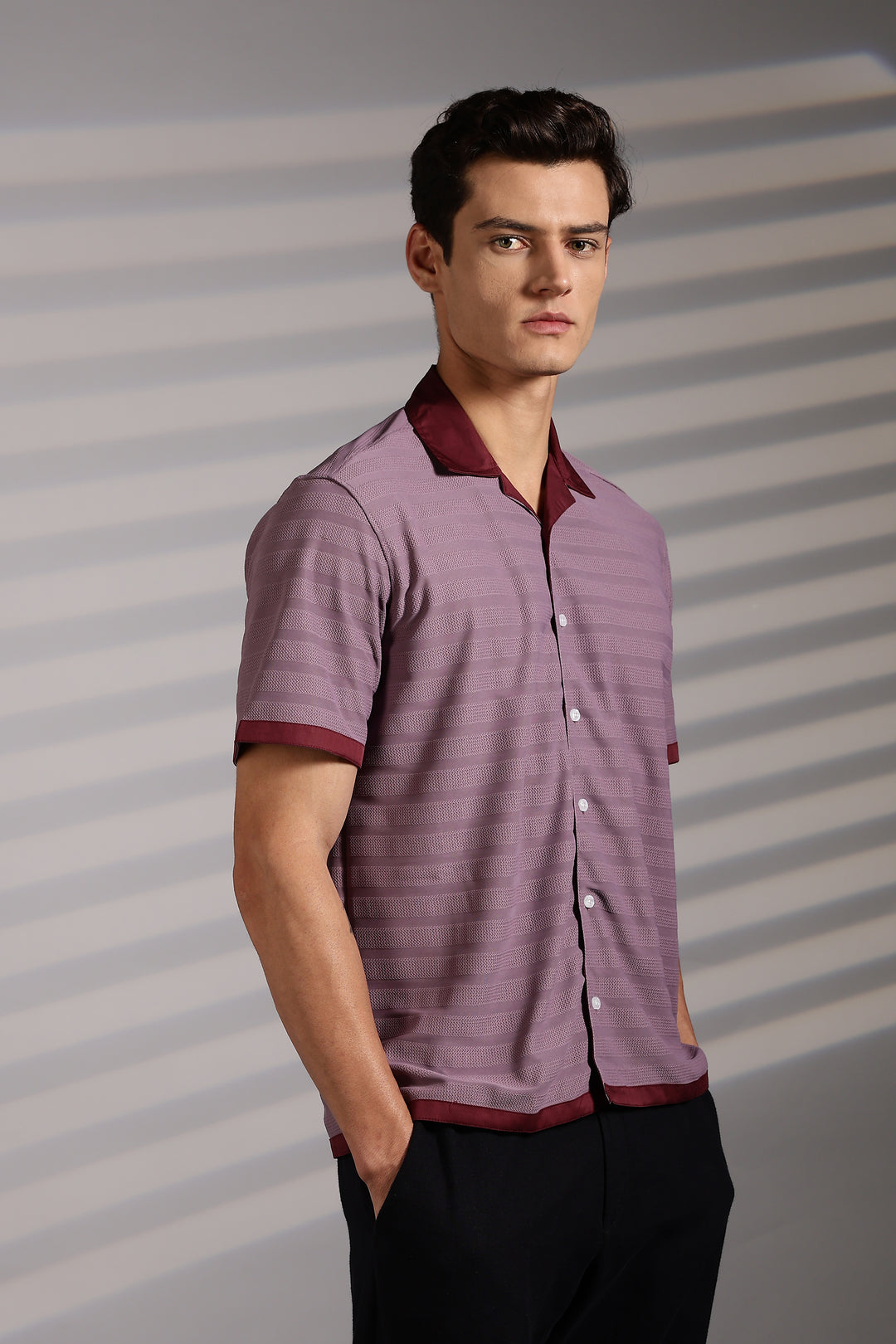 Textured Fabric: Purple Cuban shirt