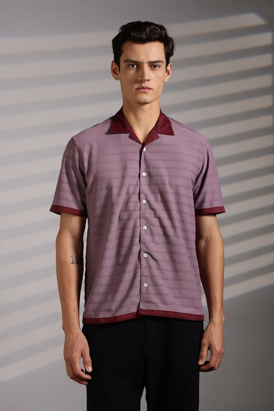 Textured Fabric: Purple Cuban shirt