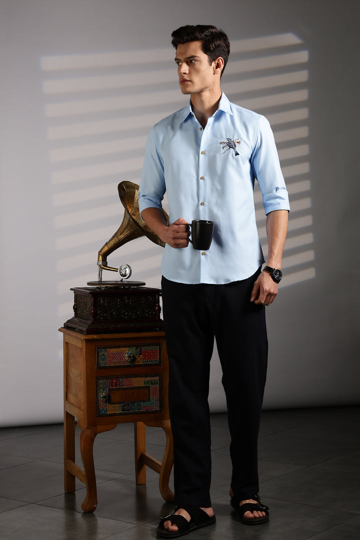 Birdy Blue Embroidery Shirt