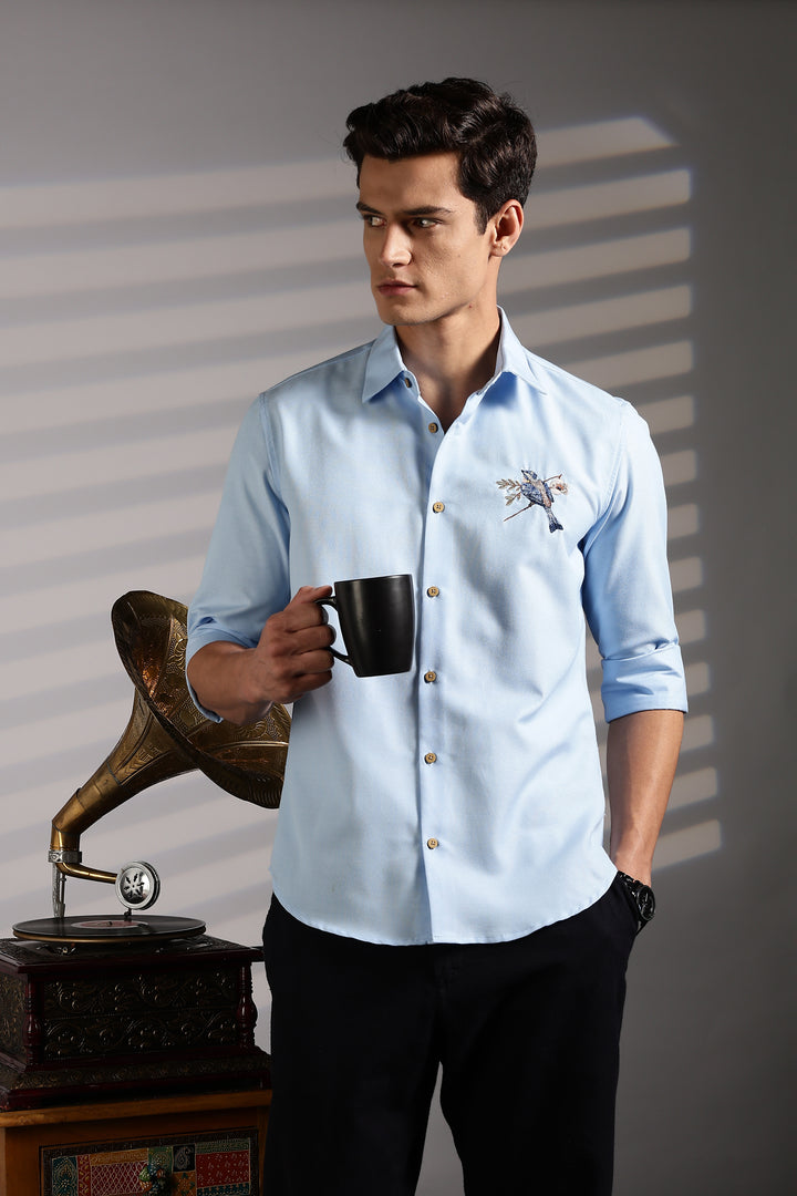 Birdy Blue Embroidery Shirt