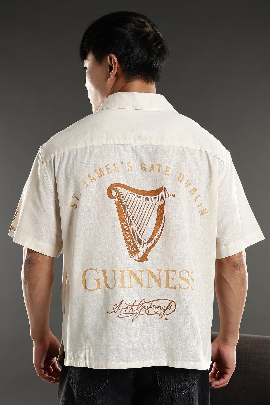 Boxy Fit: Guinness Linen Cream Cuban Shirt