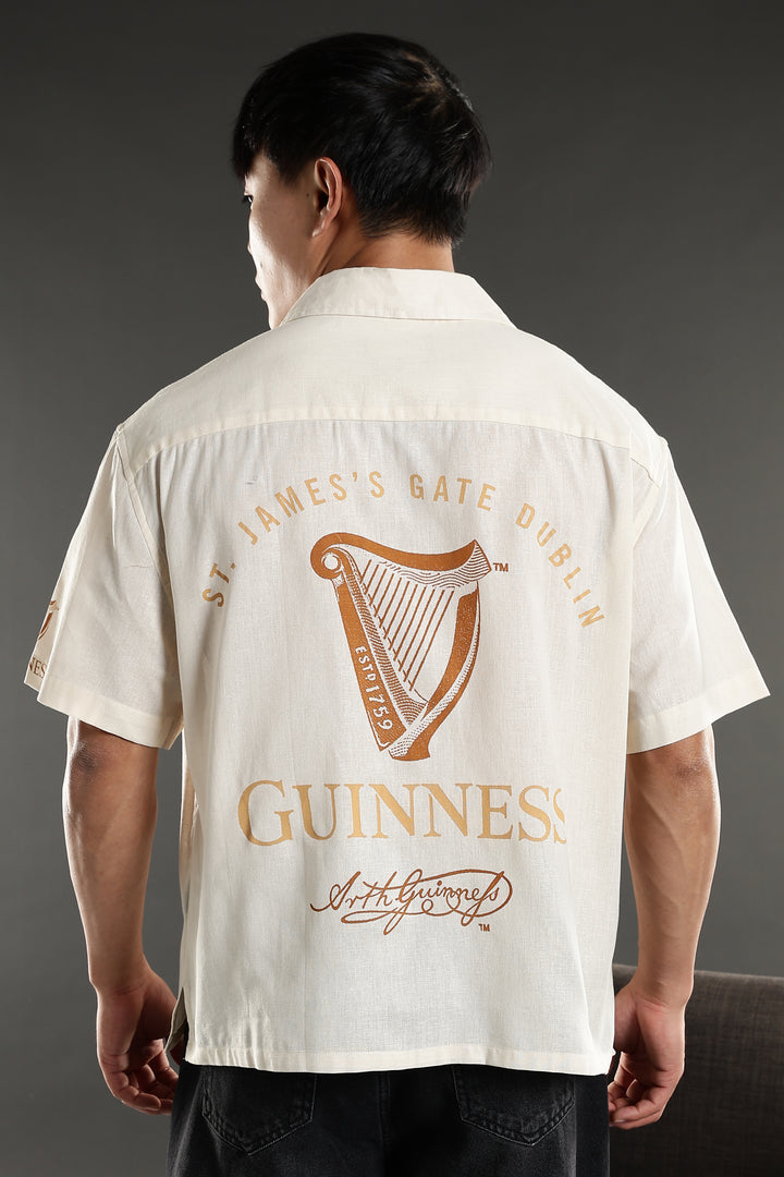 Boxy Fit: Guinness Linen Cream Cuban Shirt
