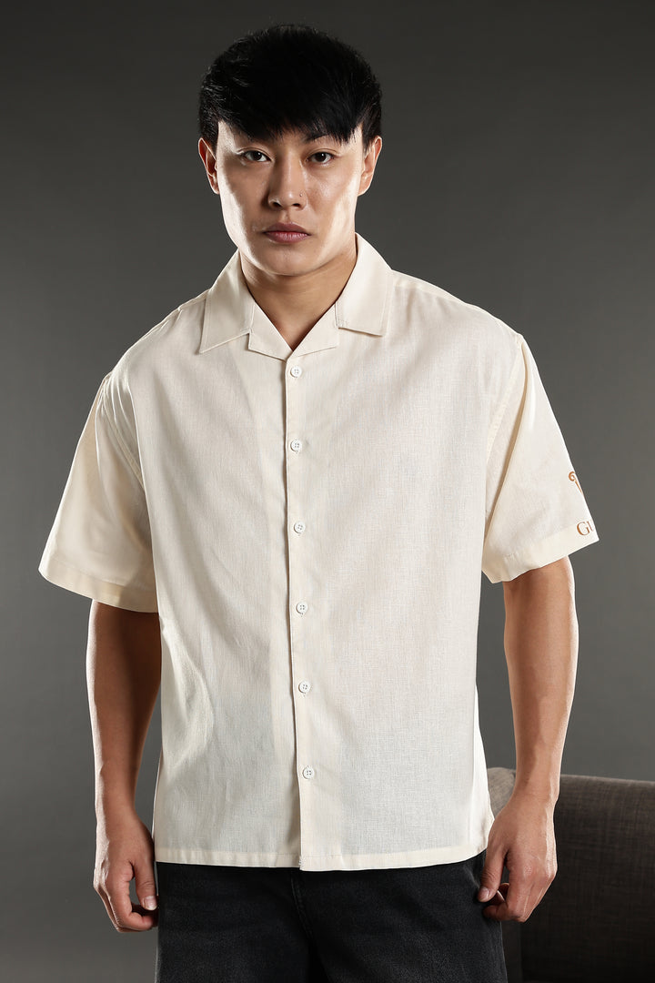 Boxy Fit: Guinness Linen Cream Cuban Shirt