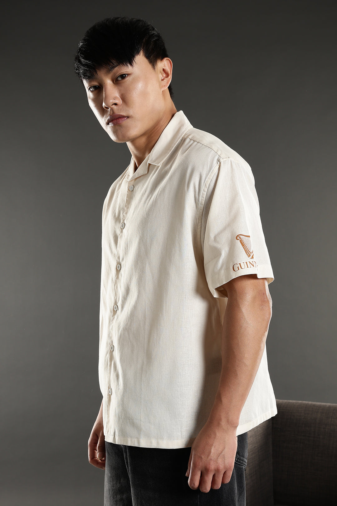 Boxy Fit: Guinness Linen Cream Cuban Shirt
