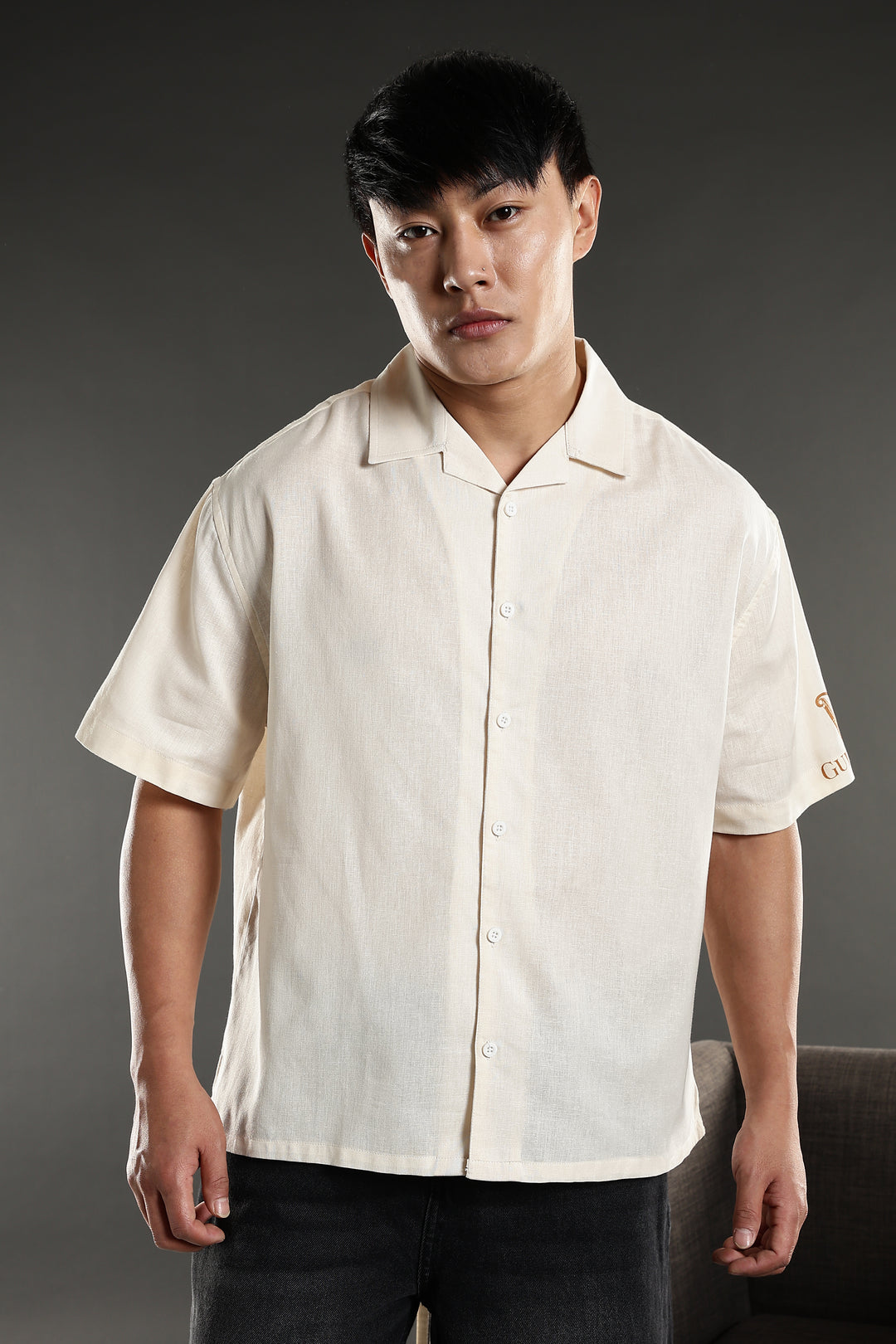 Boxy Fit: Guinness Linen Cream Cuban Shirt