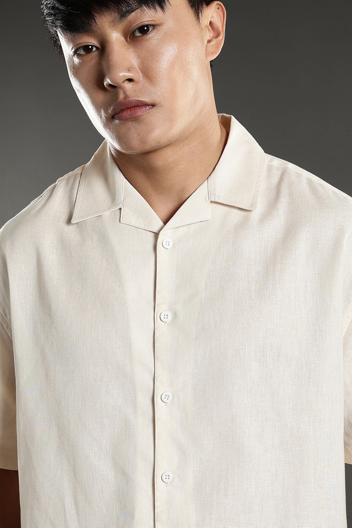 Boxy Fit: Guinness Linen Cream Cuban Shirt