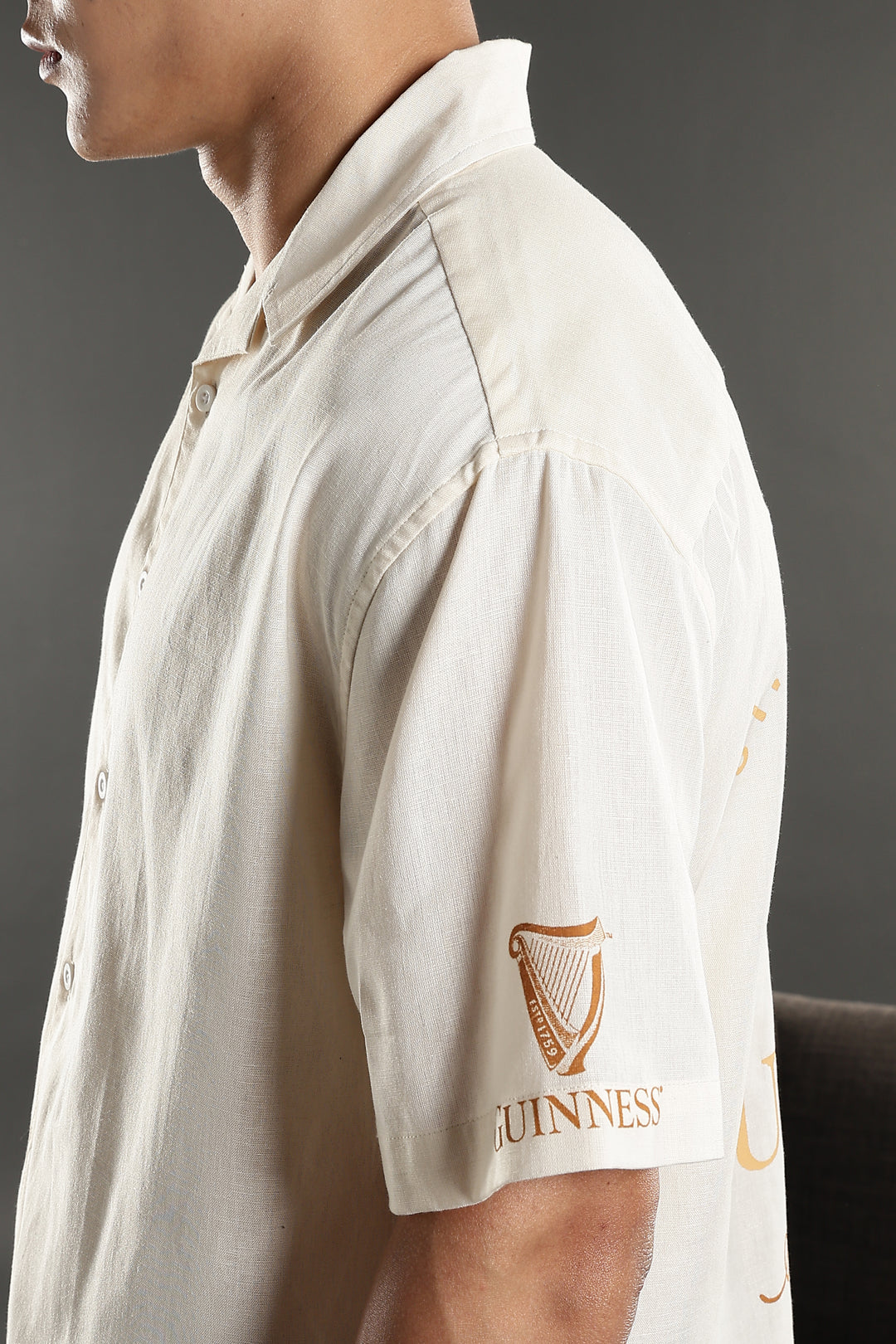 Boxy Fit: Guinness Linen Cream Cuban Shirt
