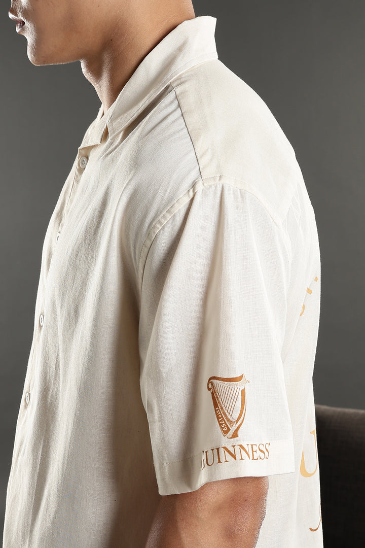 Boxy Fit: Guinness Linen Cream Cuban Shirt