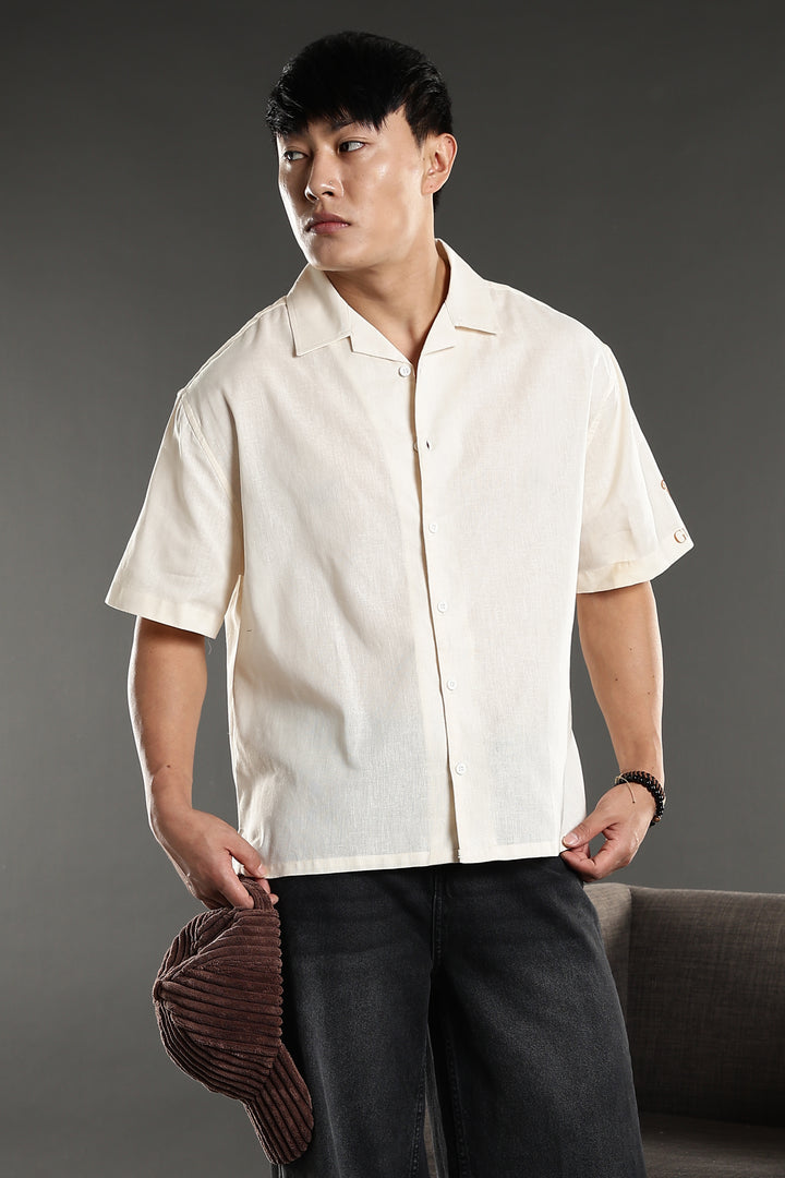 Boxy Fit: Guinness Linen Cream Cuban Shirt