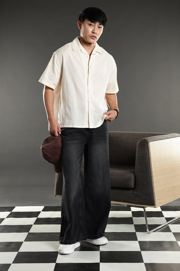 Boxy Fit: Guinness Linen Cream Cuban Shirt
