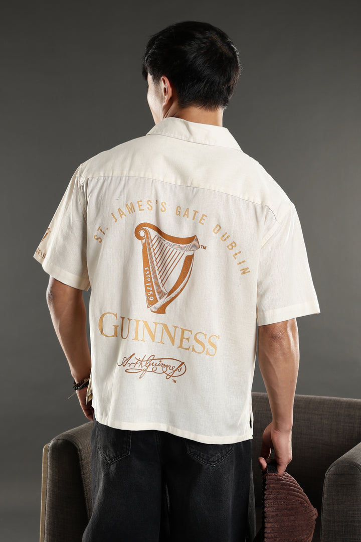 Boxy Fit: Guinness Linen Cream Cuban Shirt